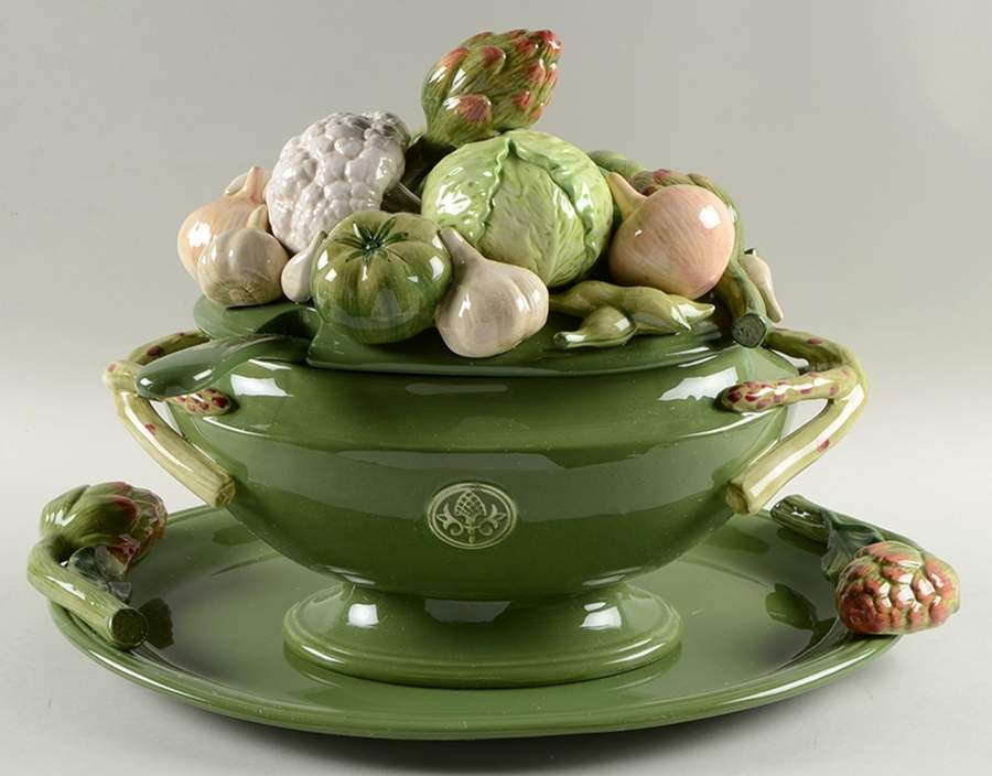 Giardino Figural Tureen & Lid with Ladle & Underplate by Fitz & Floyd-1