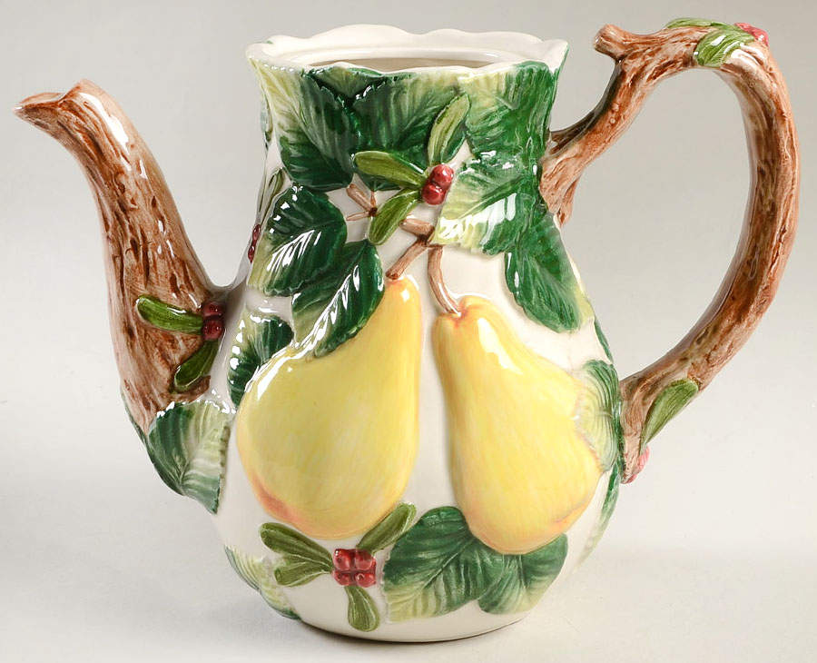 Woodland Partridge & Holiday Pear Small Coffee Pot No Lid by Fitz & Floyd-1