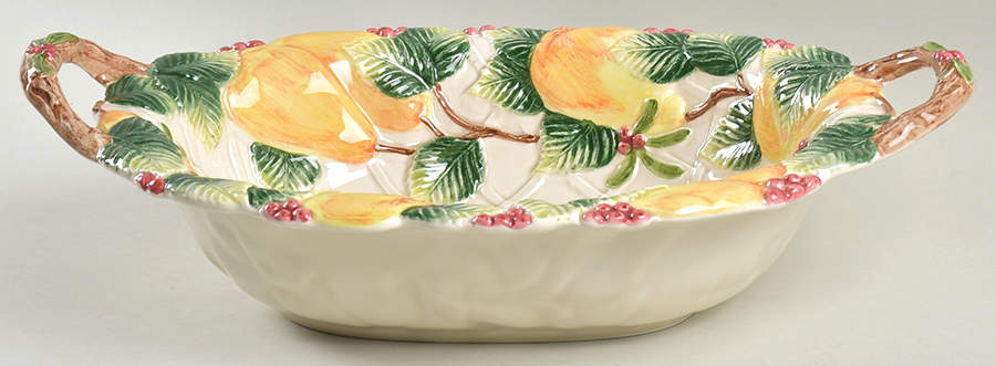 Woodland Partridge & Holiday Pear 14" Oval Vegetable Bowl by Fitz & Floyd-1