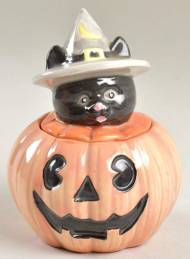 Halloween Pumpkin Sugar Bowl & Lid by Fitz & Floyd-1