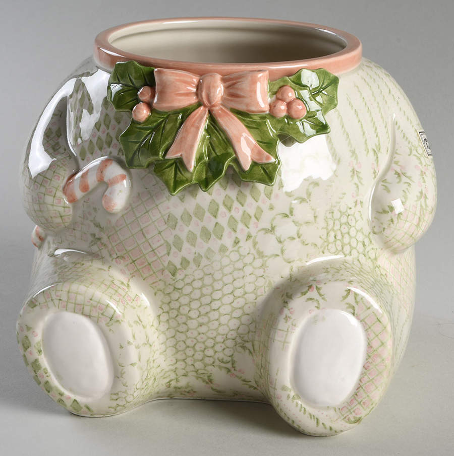 Bows and Holly Cookie Jar No Lid by Fitz & Floyd-1