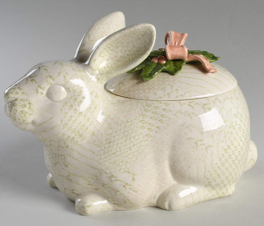 Bows and Holly Cookie Jar & Lid by Fitz & Floyd-1