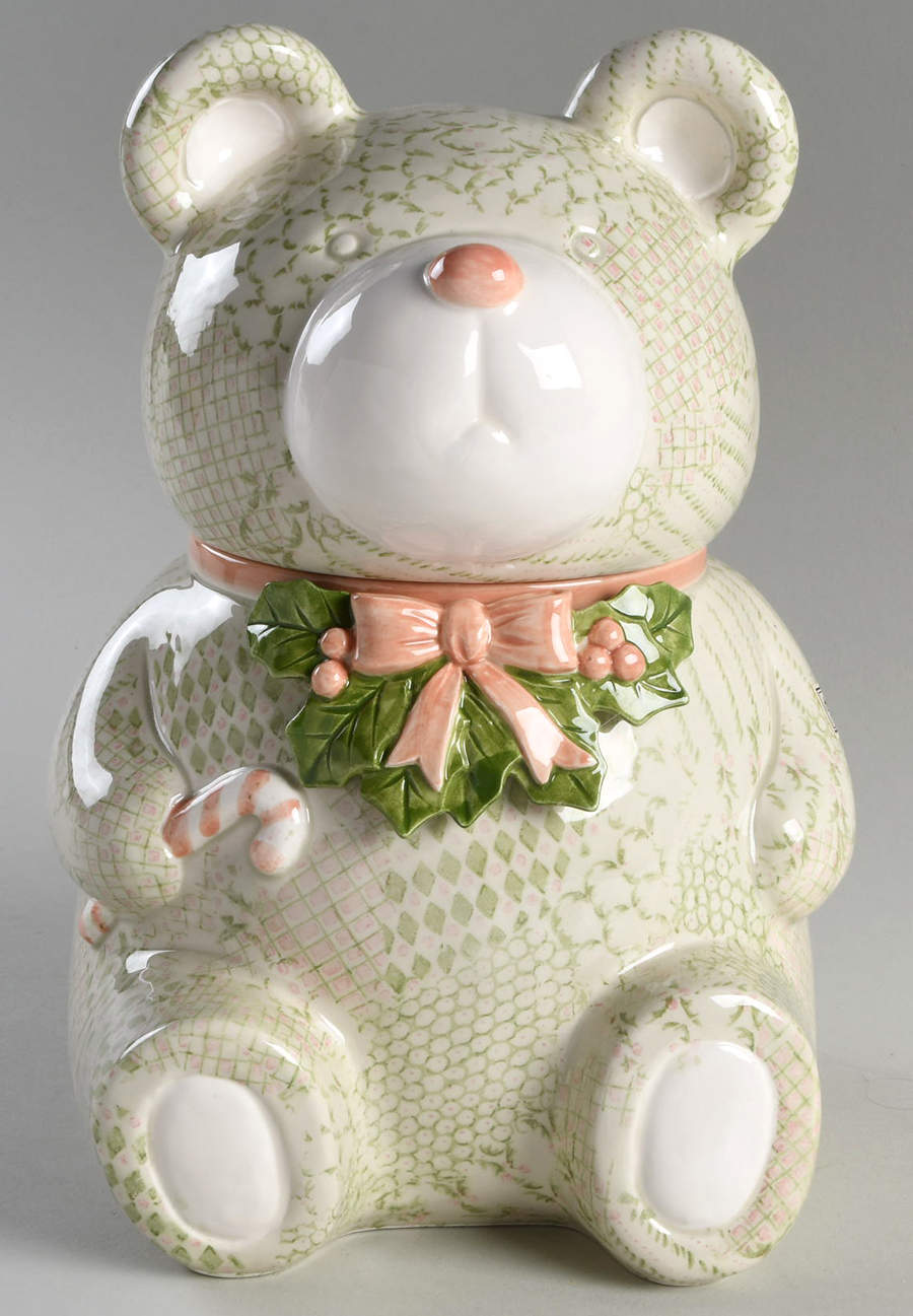 Bows and Holly Cookie Jar & Lid by Fitz & Floyd-1