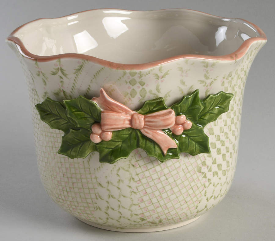 Bows and Holly 5" Cachepot by Fitz & Floyd-1