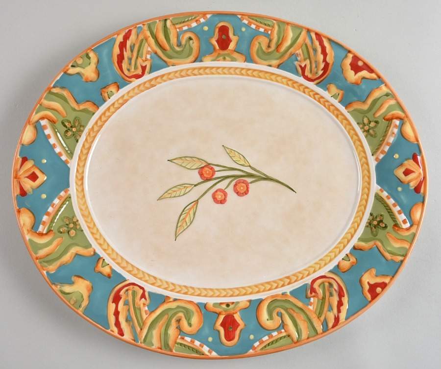 Carissa Paisley 15" Oval Serving Platter by Fitz & Floyd-1