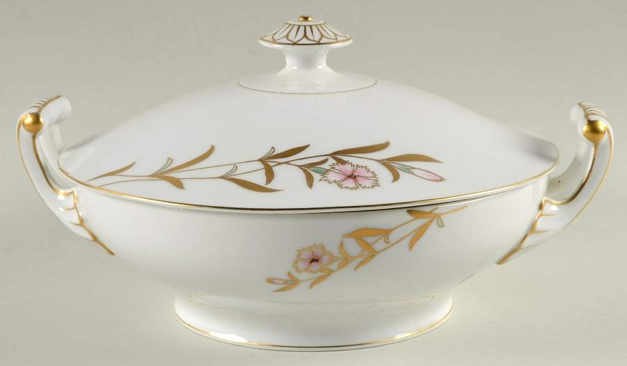 Flora (Rim Shape) Round Covered Vegetable by Fukagawa-1