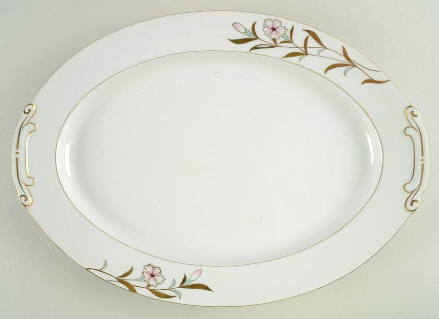 Flora (Rim Shape) 16" Oval Serving Platter by Fukagawa-1