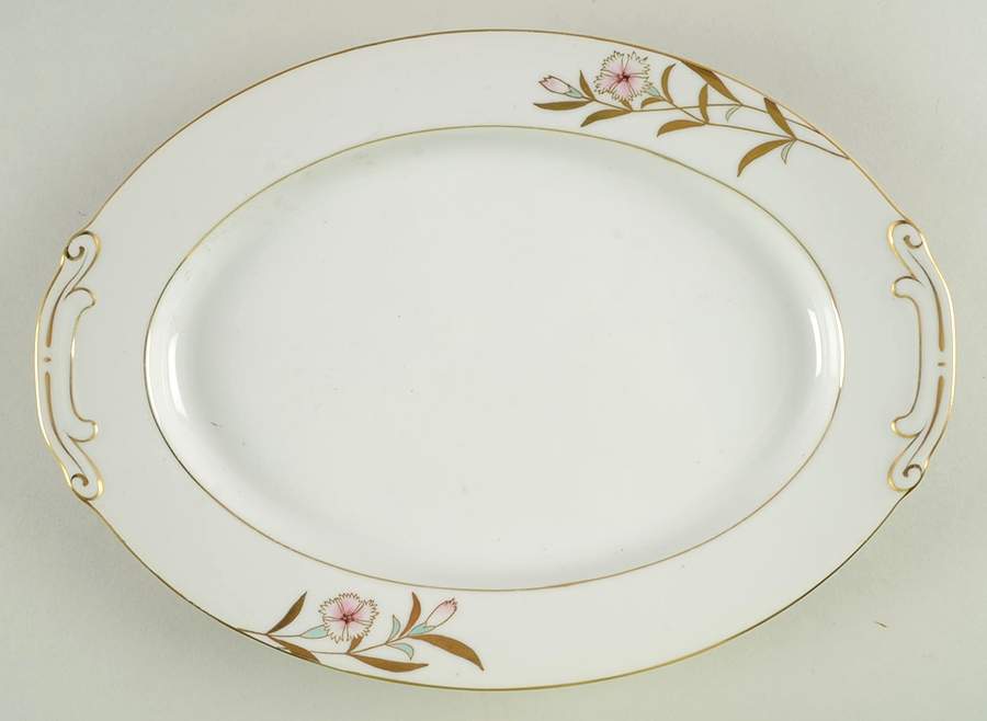 Flora (Rim Shape) 12" Oval Serving Platter by Fukagawa-1