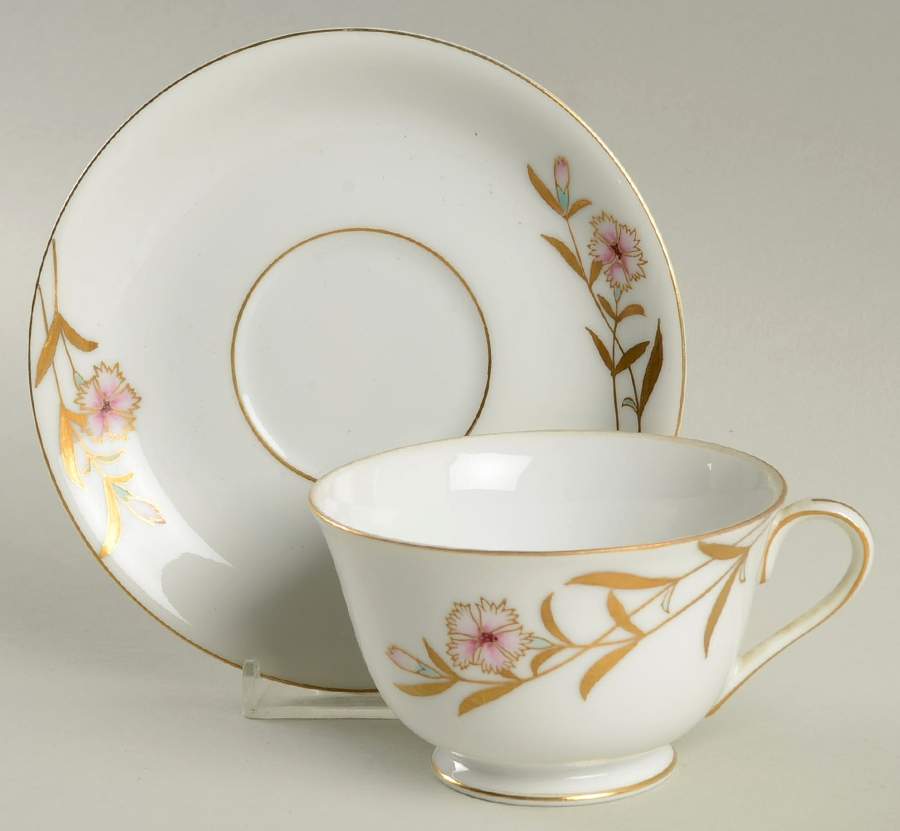 Flora (Rim Shape) Footed Cup & Saucer Set by Fukagawa-1