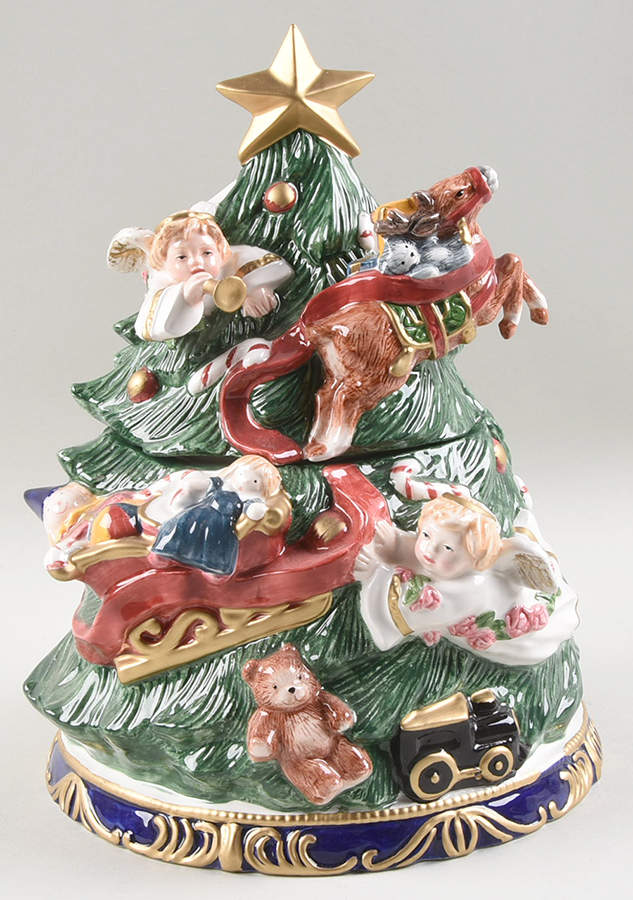 Angel Christmas Figural Cookie Jar & Lid by Fitz & Floyd-1