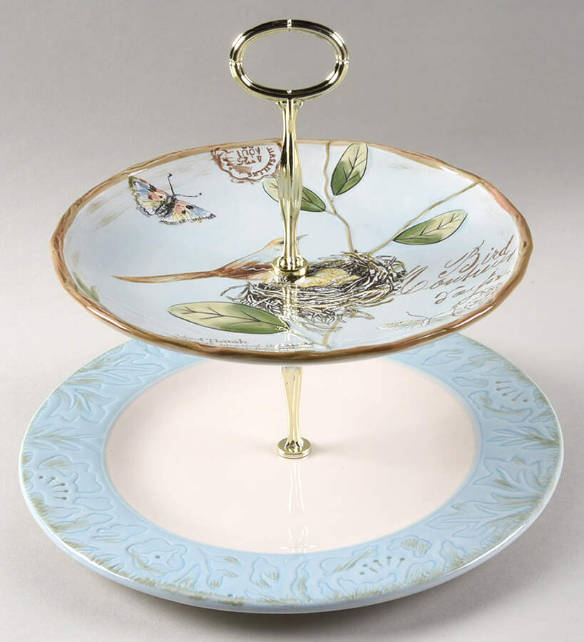 Toulouse 6 5/8"-10"  2 Tiered Serving Tray (Dp, Sp) HC by Fitz & Floyd-1