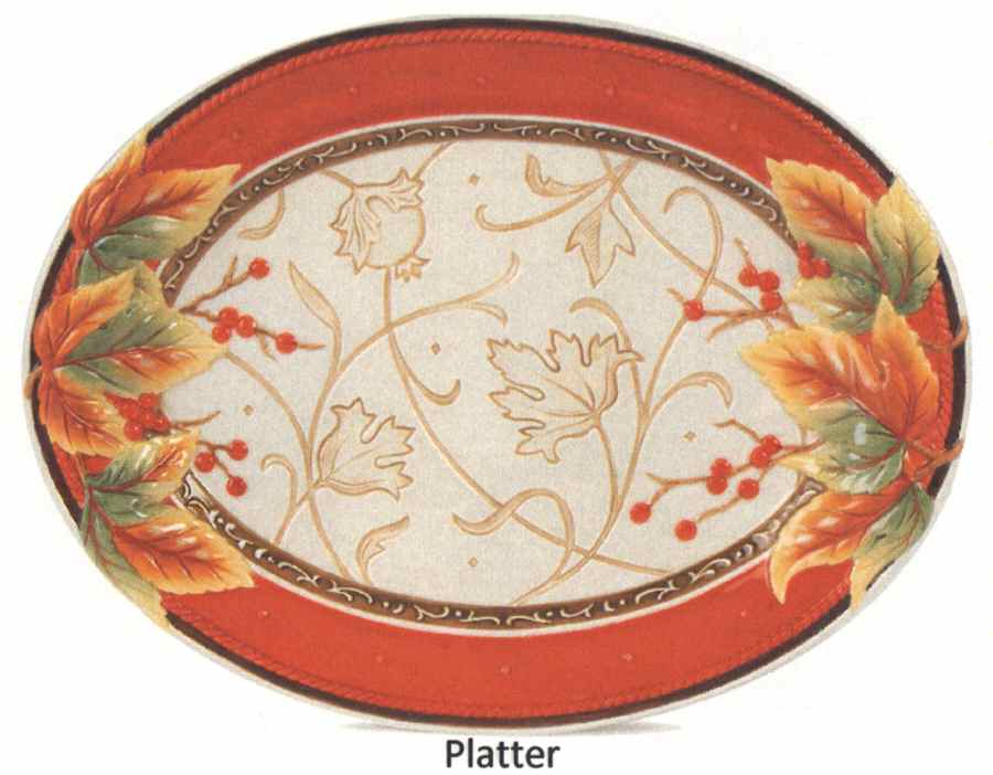 Bountiful Holiday 14" Oval Serving Platter by Fitz & Floyd-1