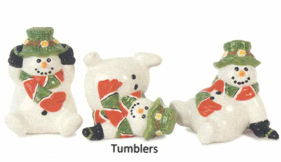 Popcorn Flurry (Set of 3) Snowman Figurine Tumblers by Fitz & Floyd-1