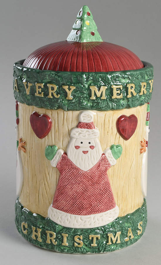 Christmas Crafts Cookie Jar & Lid by Fitz & Floyd-1