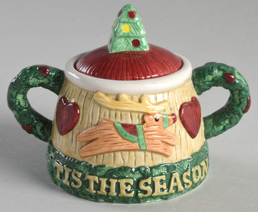 Christmas Crafts Sugar Bowl & Lid by Fitz & Floyd-1