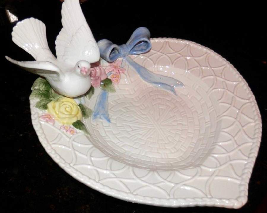 Doves Heart Shaped Plate by Fitz & Floyd-1