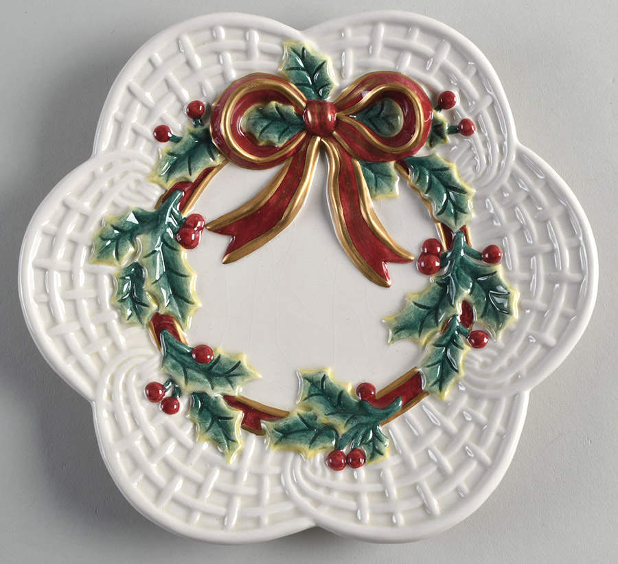 Holiday Wreath Canape Plate by Fitz & Floyd-1