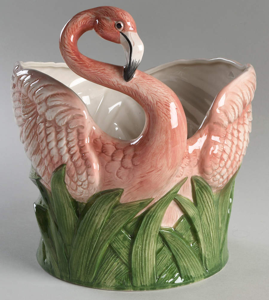Flamingoes 9" Cachepot by Fitz & Floyd-1
