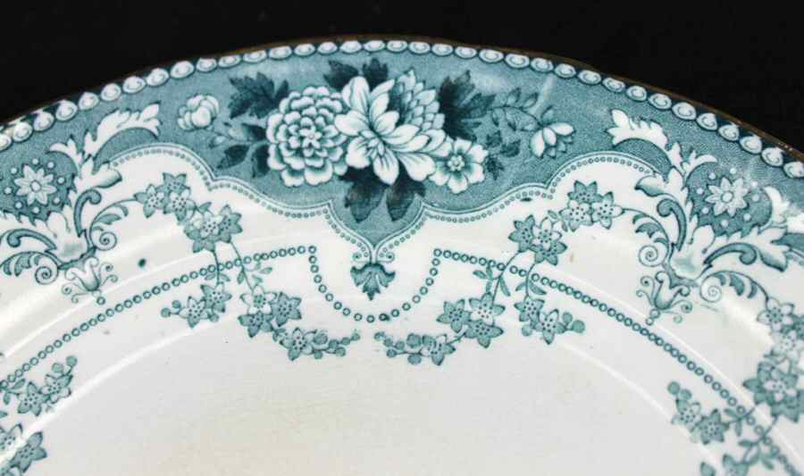 Argyle Blue Gray (Gold Trim) Dinner Plate by Ford & Sons-1