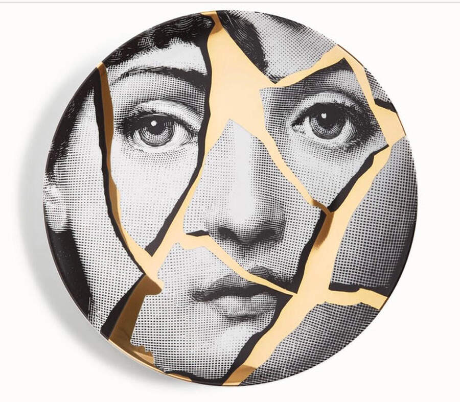 Theme and Variation Gold Collector Plate by Piero Fornasetti-1