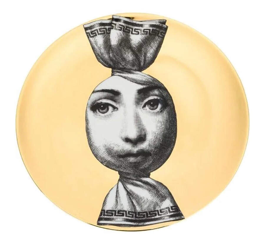 Theme and Variation Gold Collector Plate by Piero Fornasetti-1