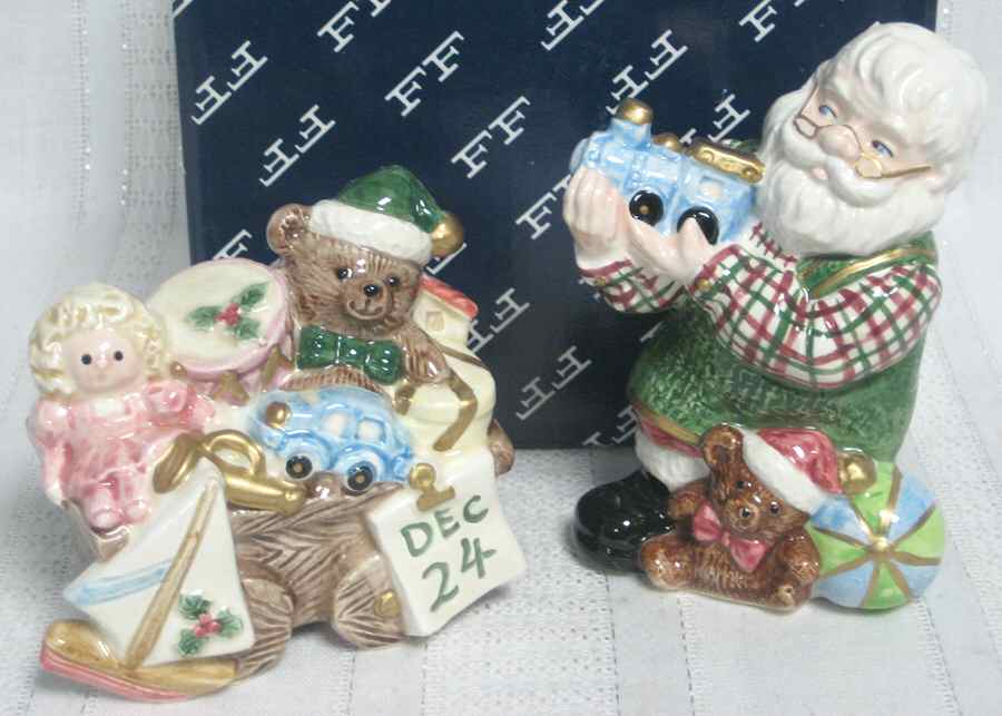 Santa's Toy Factory Figural Salt & Pepper Set by Fitz and Floyd-1