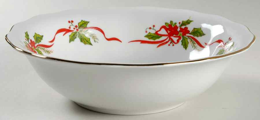 Victorian Holiday Poinsettia 9" Round Vegetable Bowl by Baum Brothers-1