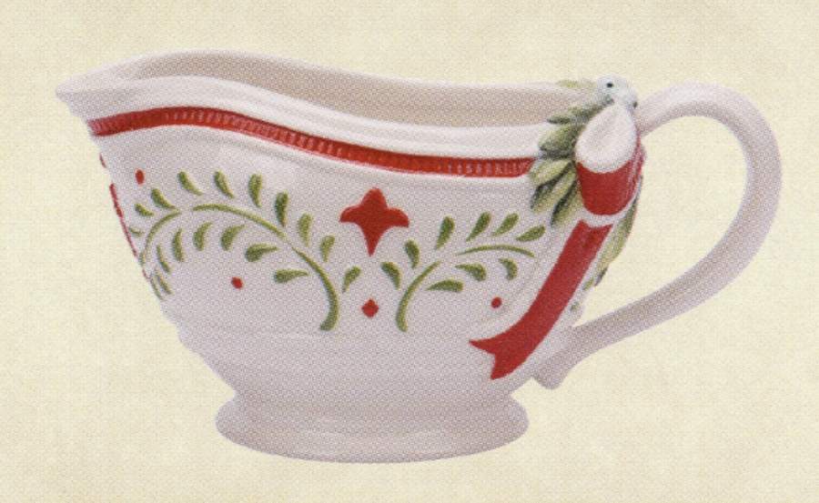 Winter White Holiday Open Sauce Boat by Fitz & Floyd-1