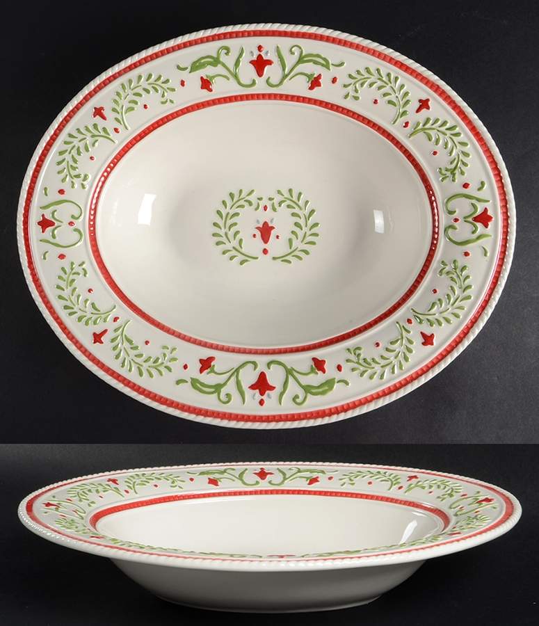 Winter White Holiday 13" Oval Serving Bowl by Fitz & Floyd-1
