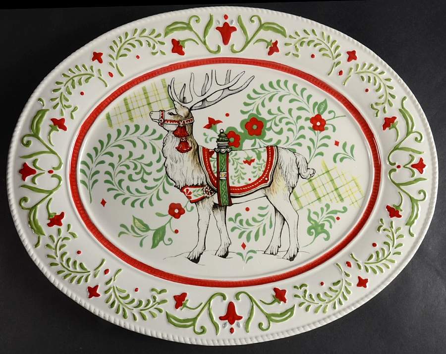 Winter White Holiday 16" Oval Serving Platter by Fitz & Floyd-1