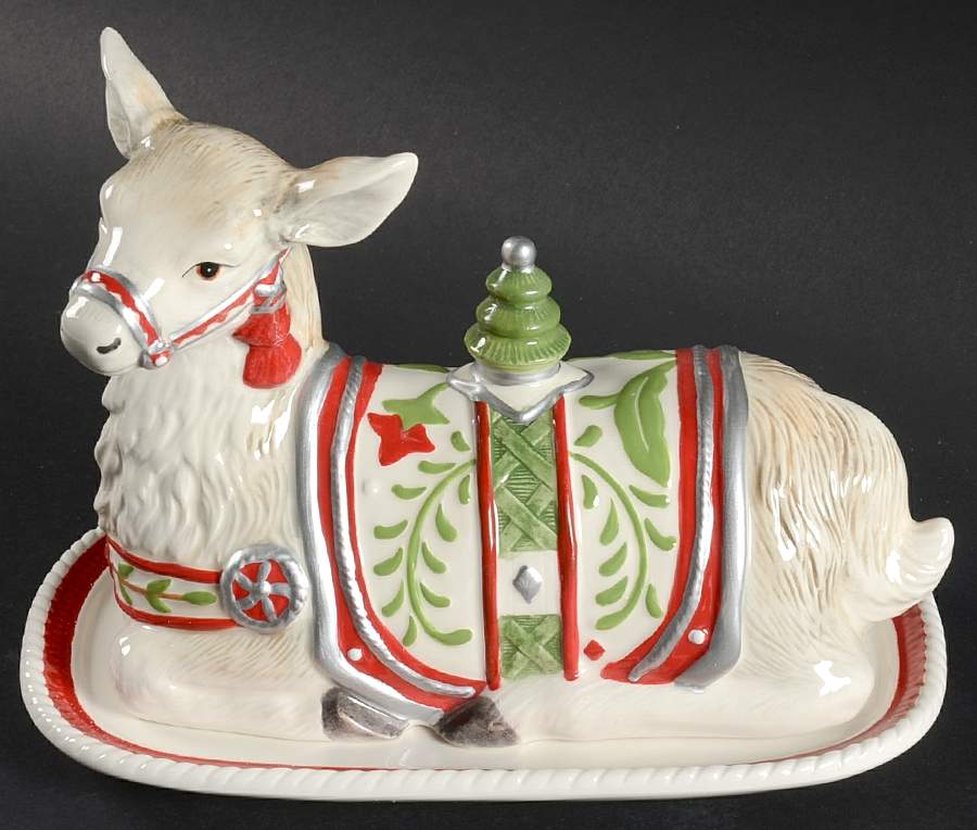 Winter White Holiday 1/4 Pound Figural Covered Butter by Fitz & Floyd-1