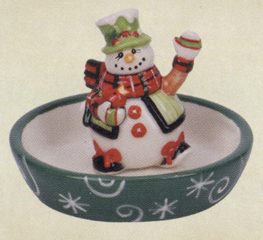 Holly Hat Snowman Ring Holder by Fitz & Floyd-1