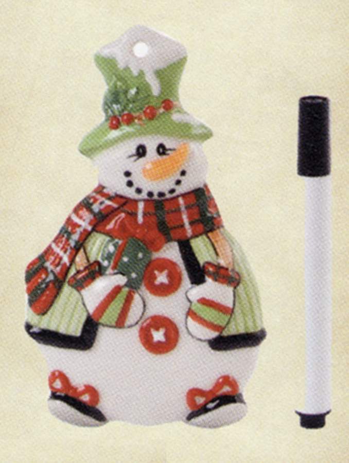 Holly Hat Snowman Ornament by Fitz & Floyd-1