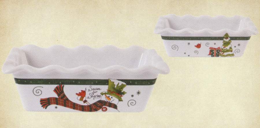 Holly Hat Snowman Mini Loaf Pan by Fitz & Floyd-1