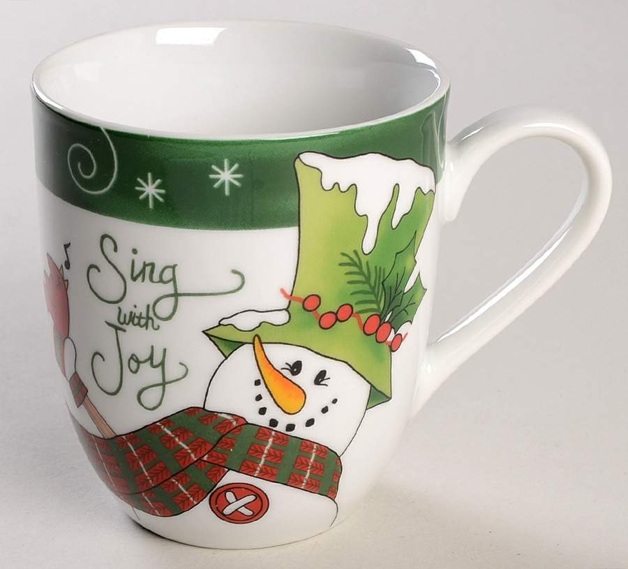 Holly Hat Snowman Mug by Fitz & Floyd-1