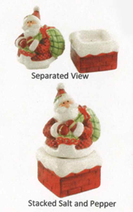 Santa's Big Day Stacking Figure Salt & Pepper Set by Fitz & Floyd-1