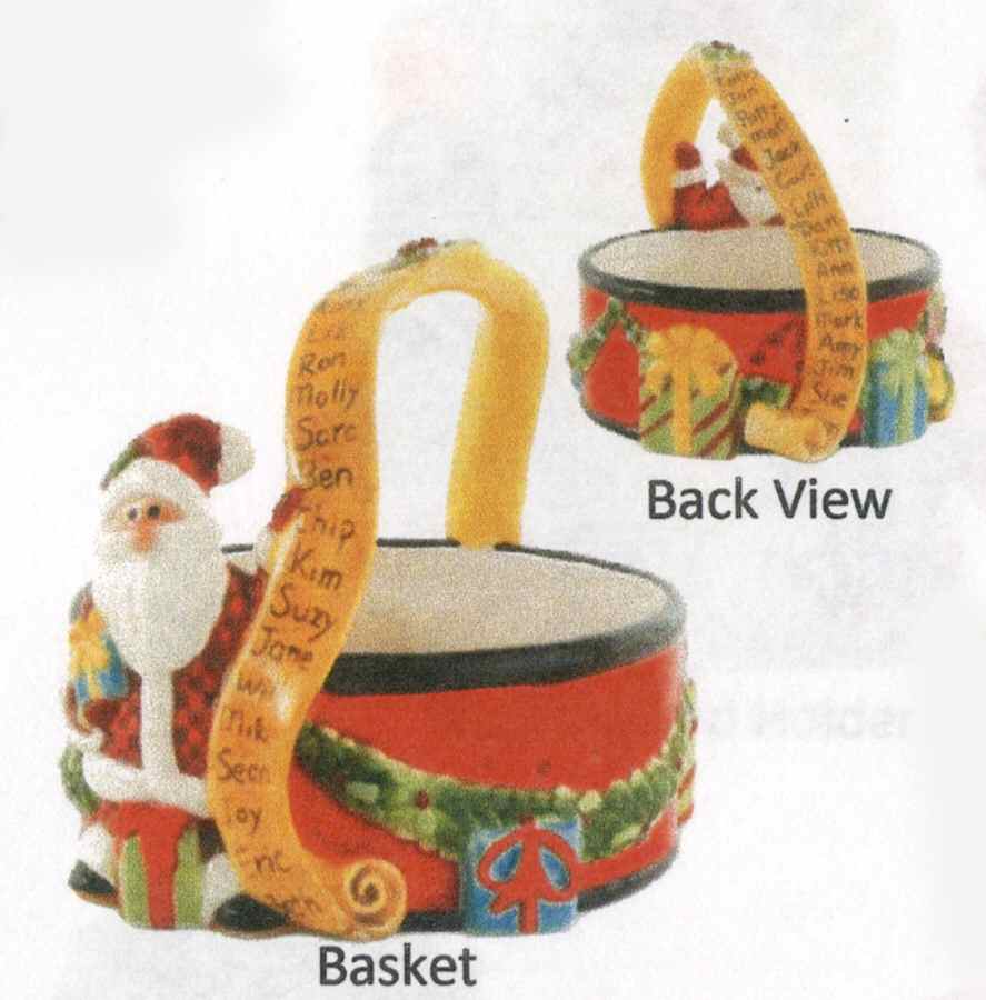 Santa's Big Day Figural Basket with Handle by Fitz & Floyd-1