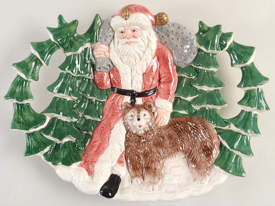 Russian Santa 17" Oval Handled Platter by Fitz & Floyd-1