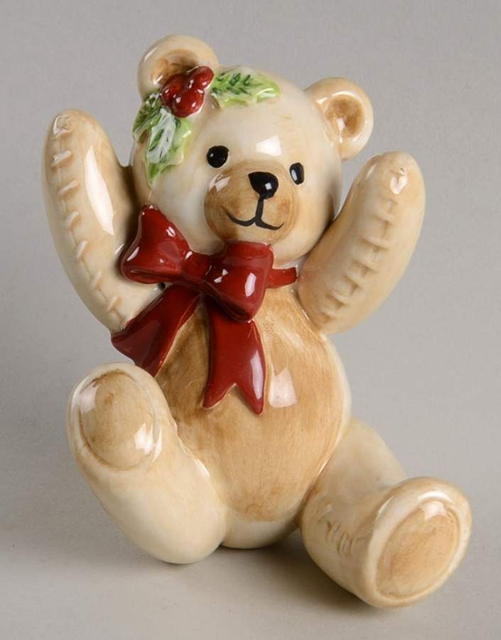 Teddy's Christmas Sitting Teddy Bear Tumbler Figurine by Fitz & Floyd-1