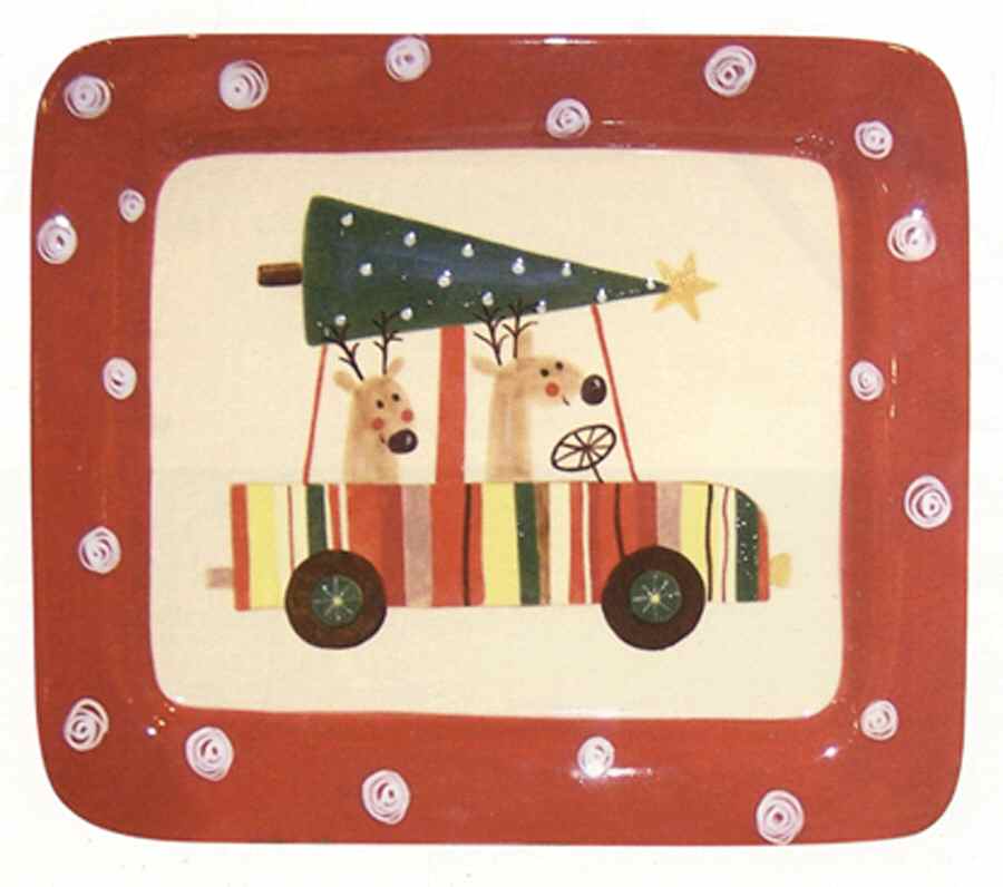 Reindeer on the Go 13" Rectangular Serving Platter by Foreside-1