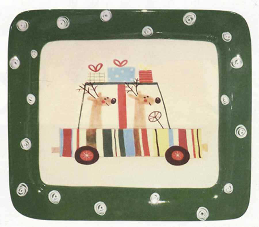 Reindeer on the Go 13" Rectangular Serving Platter by Foreside-1