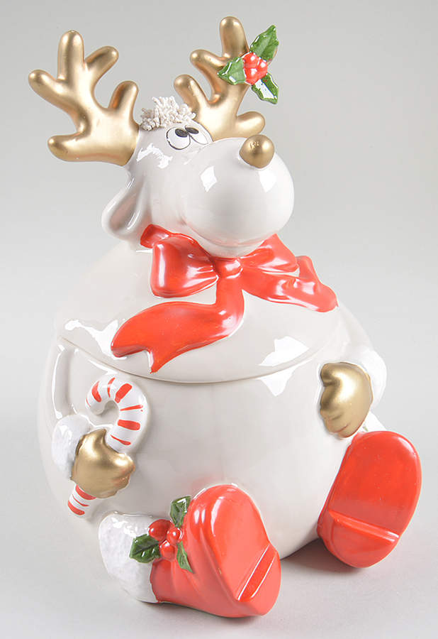 Christmas Reindeer Candy Jar & Lid by Fitz & Floyd-1