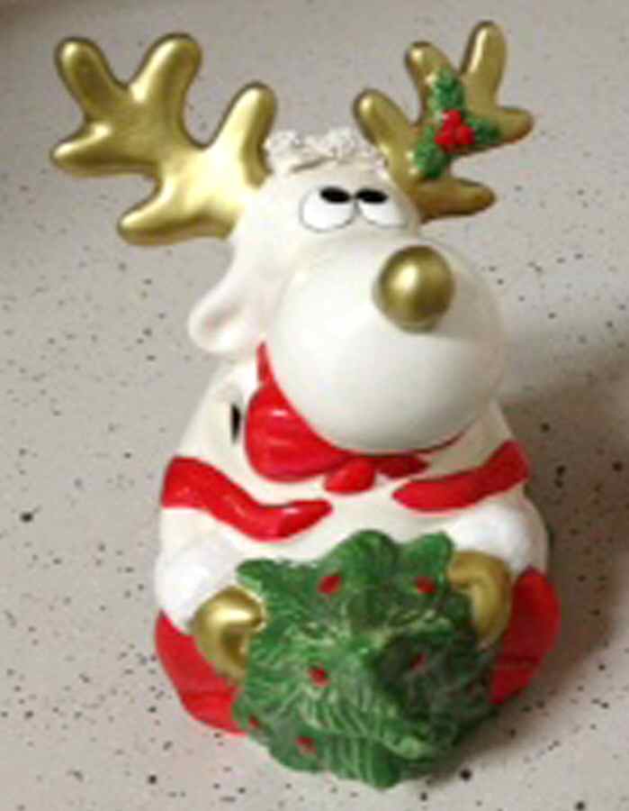 Christmas Reindeer Figural Sugar Bowl No Lid by Fitz & Floyd-1