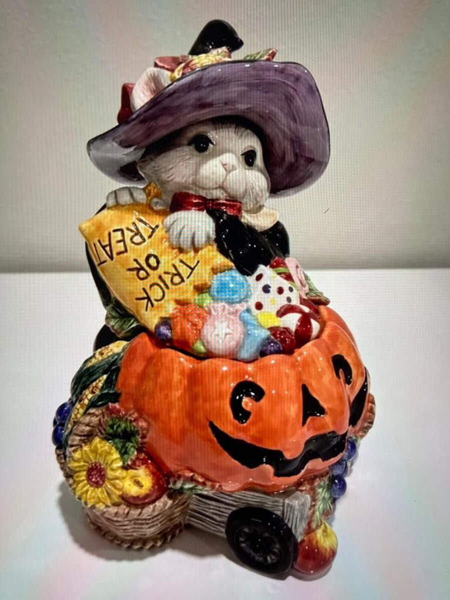 Halloween Harvest Figural Candy Jar & Lid by Fitz & Floyd-1