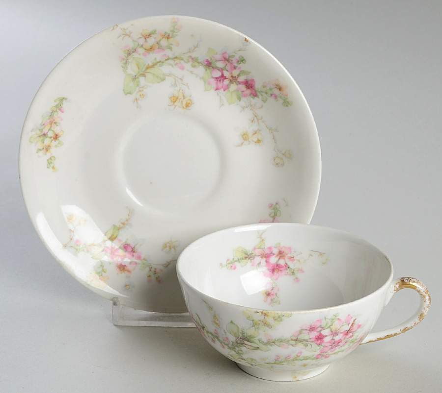FXL5 Flat Cup & Saucer Set by French China - Limoges-1
