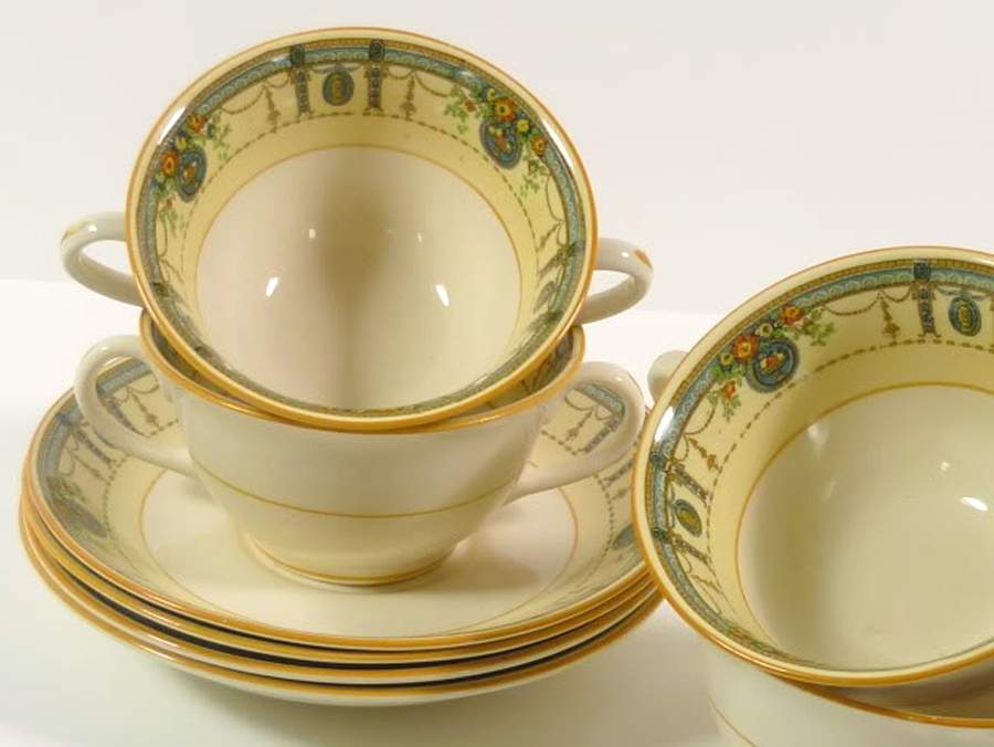 FON131 Footed Bouillon Cup & Saucer by Fondeville-1