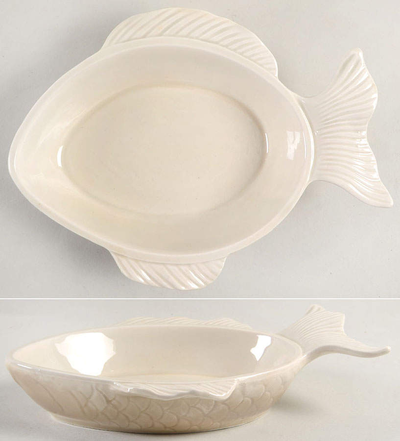 Shell with Fish (Giftware) Fished Shaped Server No Lid Or Saucer by Fitz & Floyd-1