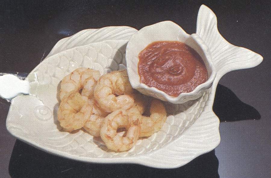 Shell with Fish (Giftware) Seafood-Cocktail Server with Sauce Cup by Fitz & Floyd-1