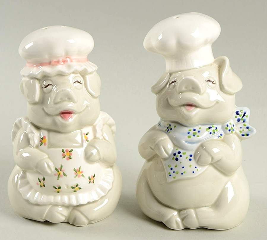Pigs Figural Salt and Pepper by Fitz & Floyd-1