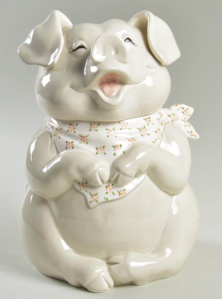 Pigs Cookie Jar & Lid by Fitz & Floyd-1